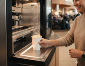 Guest choosing coffee on the touch screen